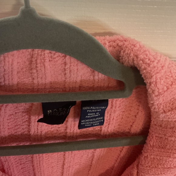 Pink Chenille Long Sleeve Ribbed Collared V-Neck Sweater - Picture 2 of 4